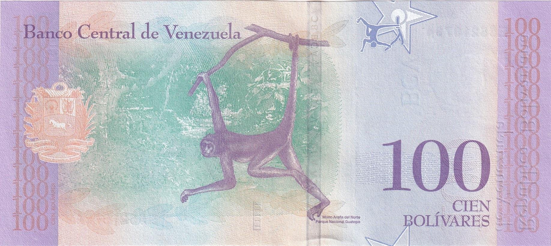 Foreign Paper MoneyVenezuela, 100 Bolivar (2018) ÇİL