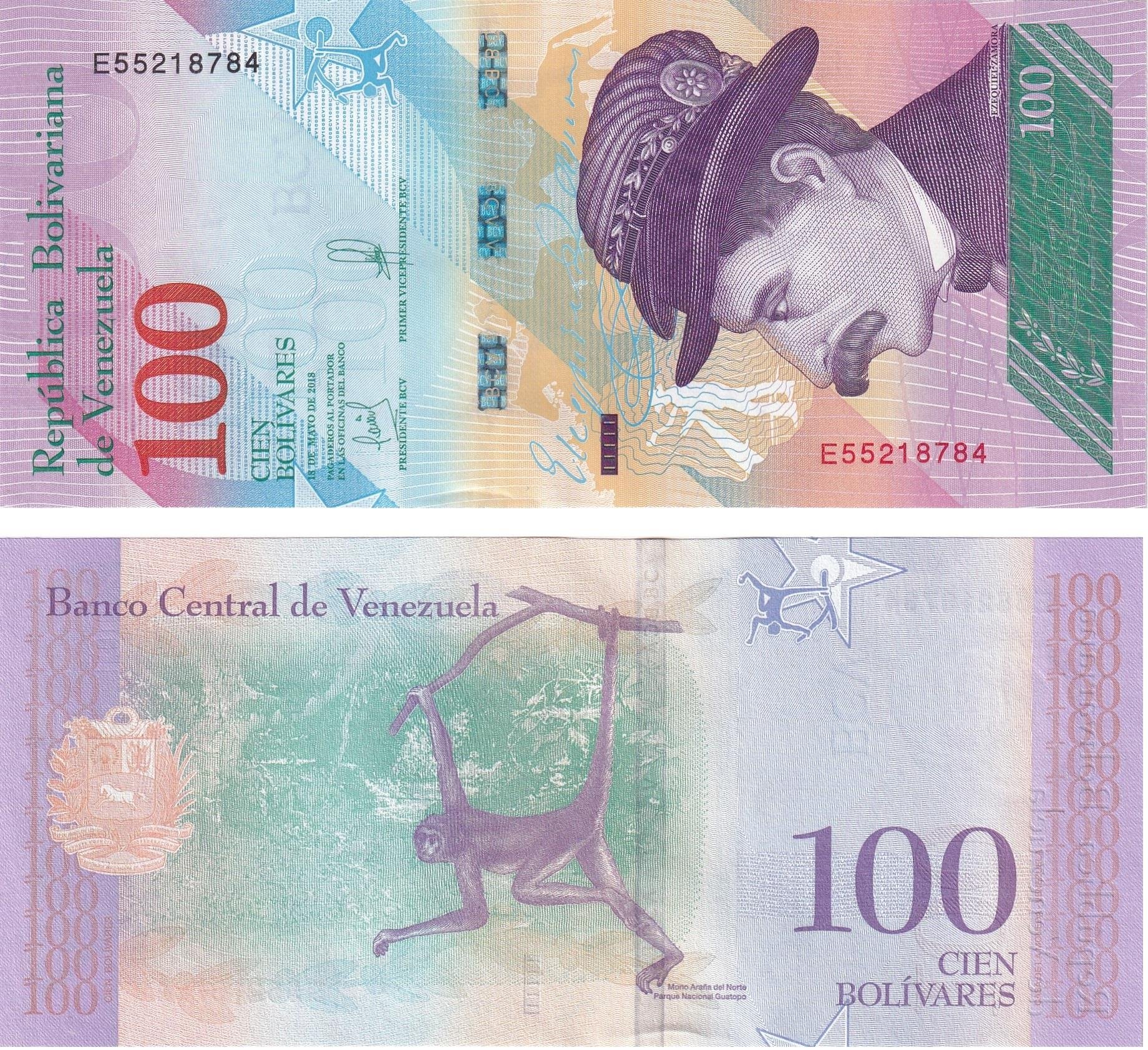Foreign Paper MoneyVenezuela, 100 Bolivar (2018) ÇİL