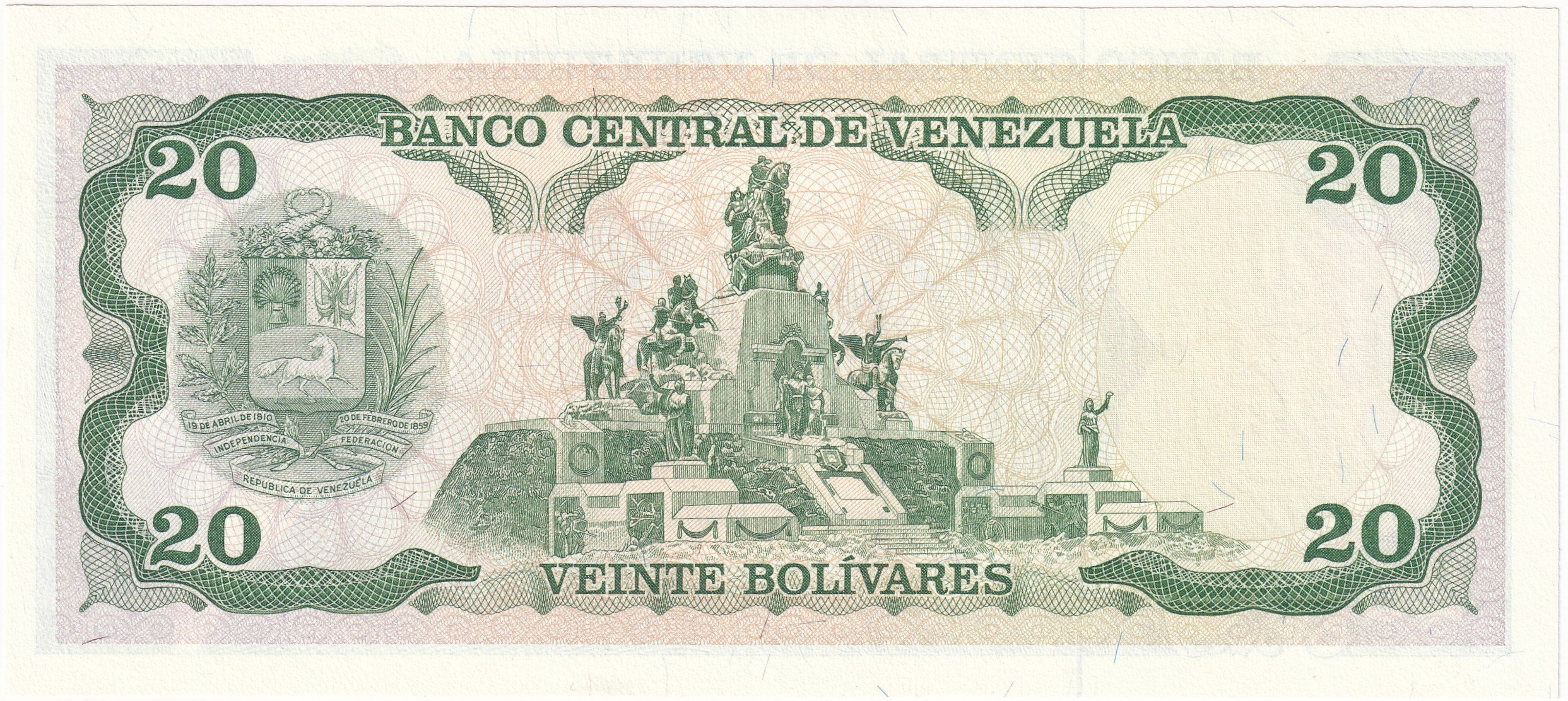 Foreign Paper MoneyVenezuela, 20 Bolivar (1998) ÇİL Eski Yabancı Kağıt Para