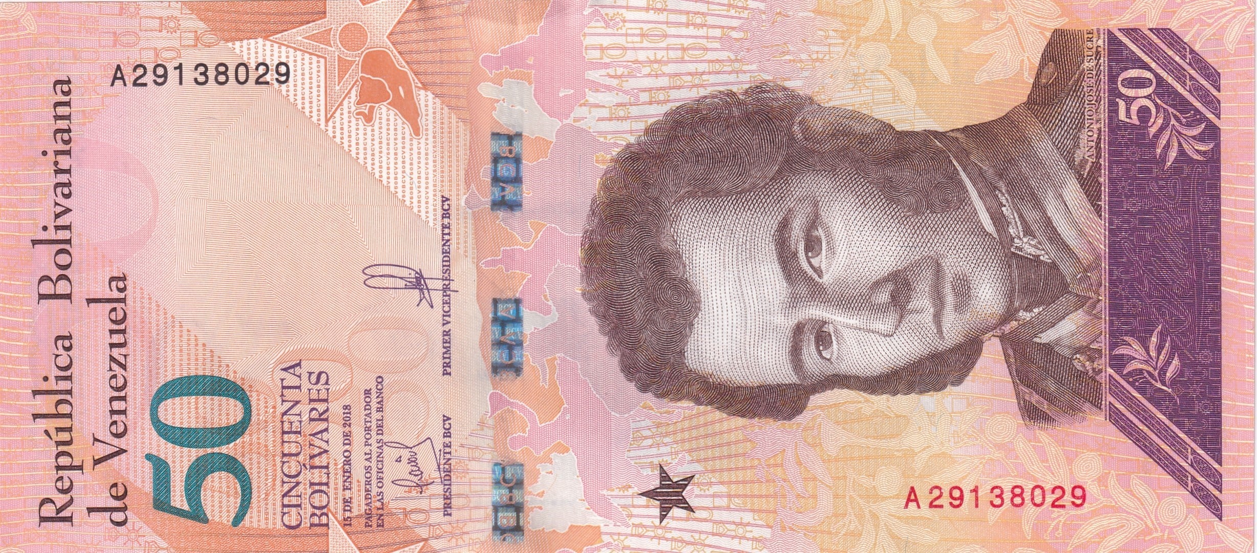Foreign Paper MoneyVenezuela, 50 Bolivar (2018) ÇİL Eski Yabancı Kağıt Para