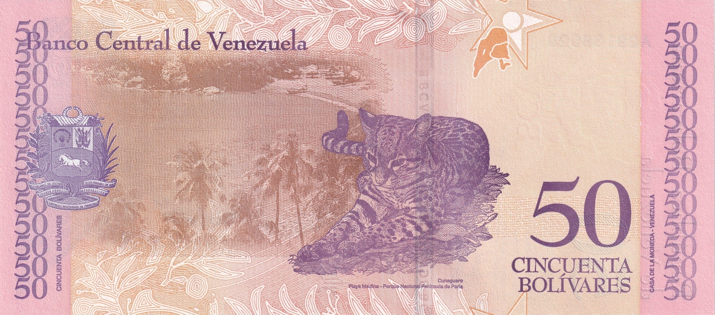 Foreign Paper MoneyVenezuela, 50 Bolivar (2018) ÇİL Eski Yabancı Kağıt Para