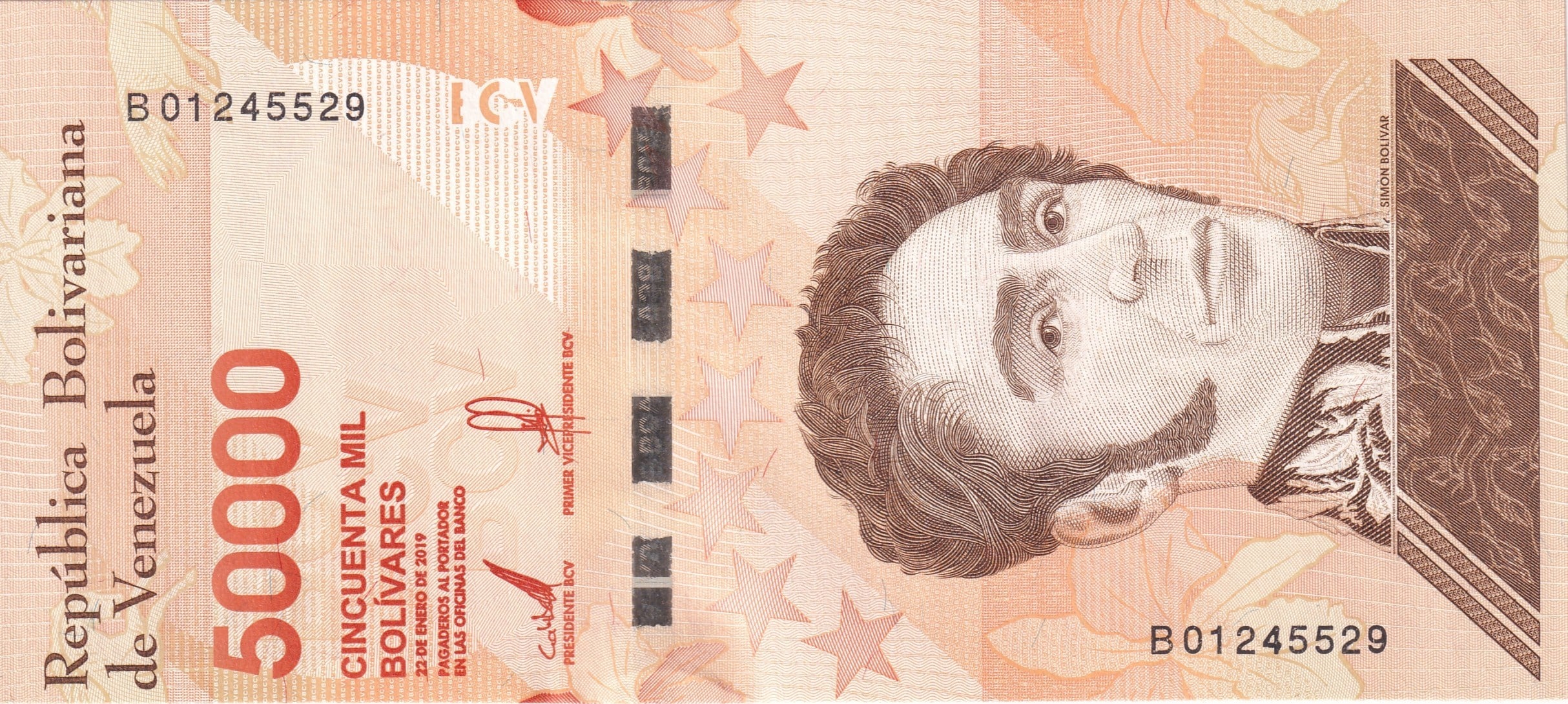 Foreign Paper MoneyVenezuela, 50.000 Bolivar (2019) ÇİL Eski Yabancı Kağıt Para