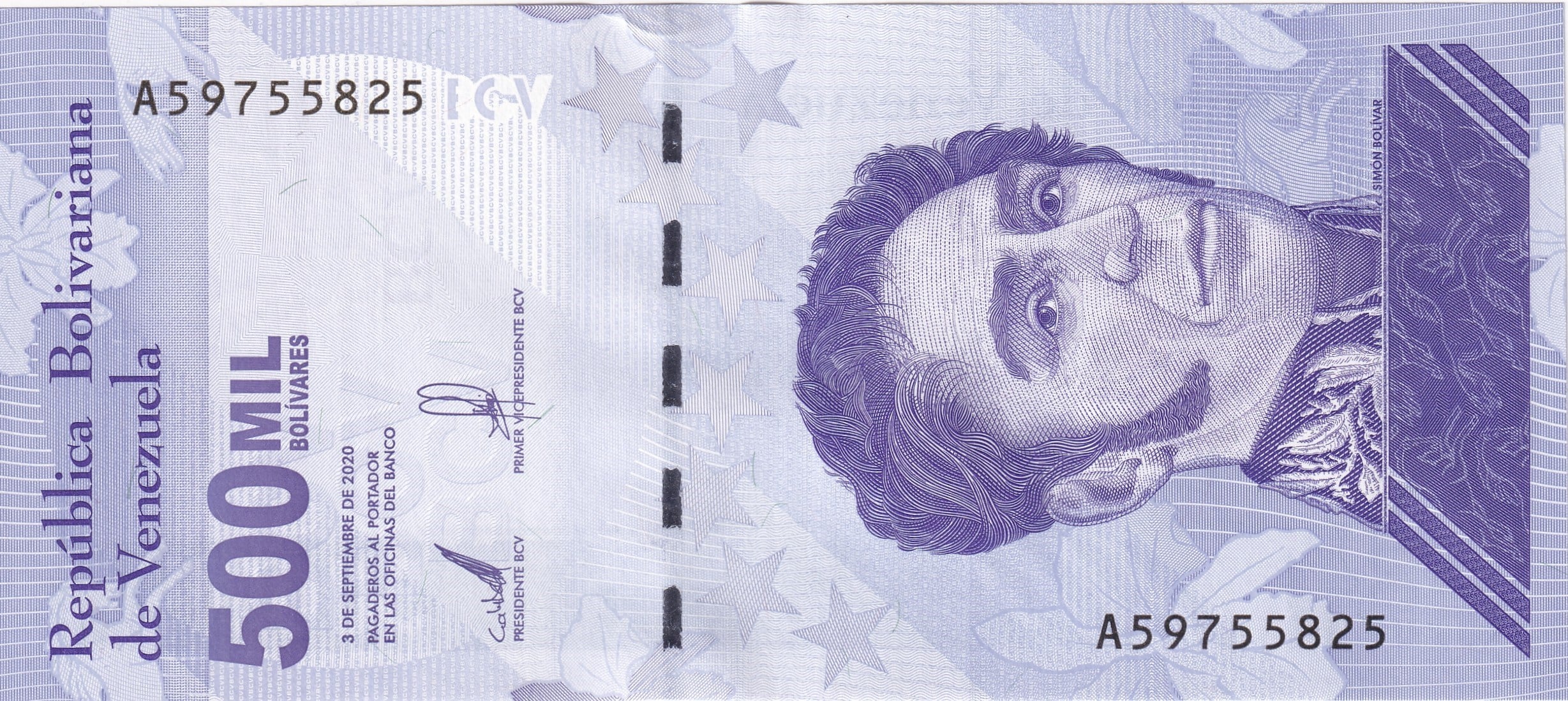 Foreign Paper MoneyVenezuela, 500.000 Bolivar (2020) ÇİL Eski Yabancı Kağıt Para