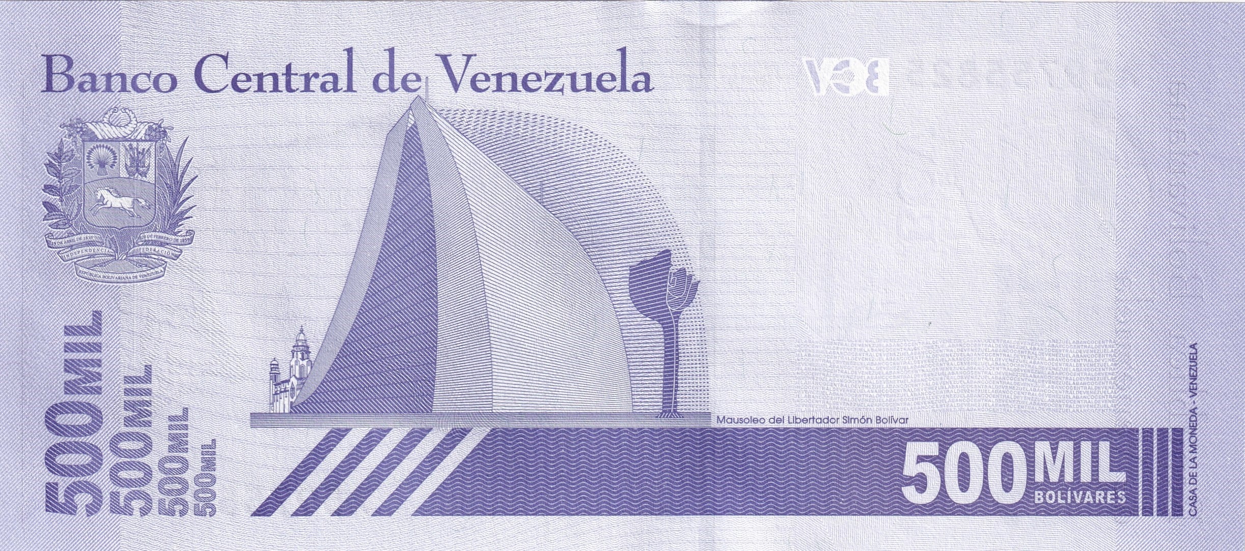 Foreign Paper MoneyVenezuela, 500.000 Bolivar (2020) ÇİL Eski Yabancı Kağıt Para