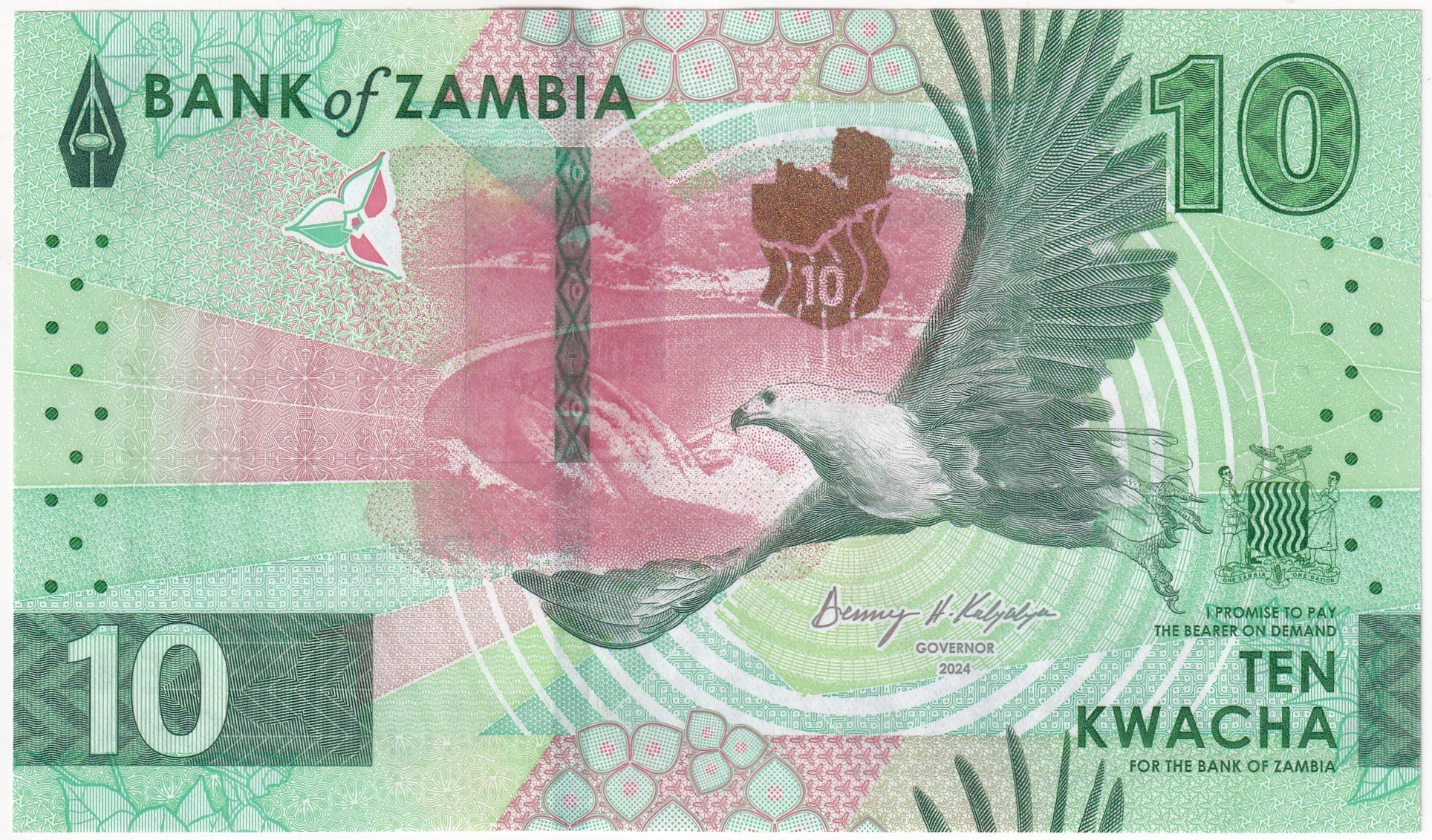 Foreign Paper MoneyZambiya, 10 Kwacha (2024) P#62 ÇİL Eski Yabancı Kağıt Para