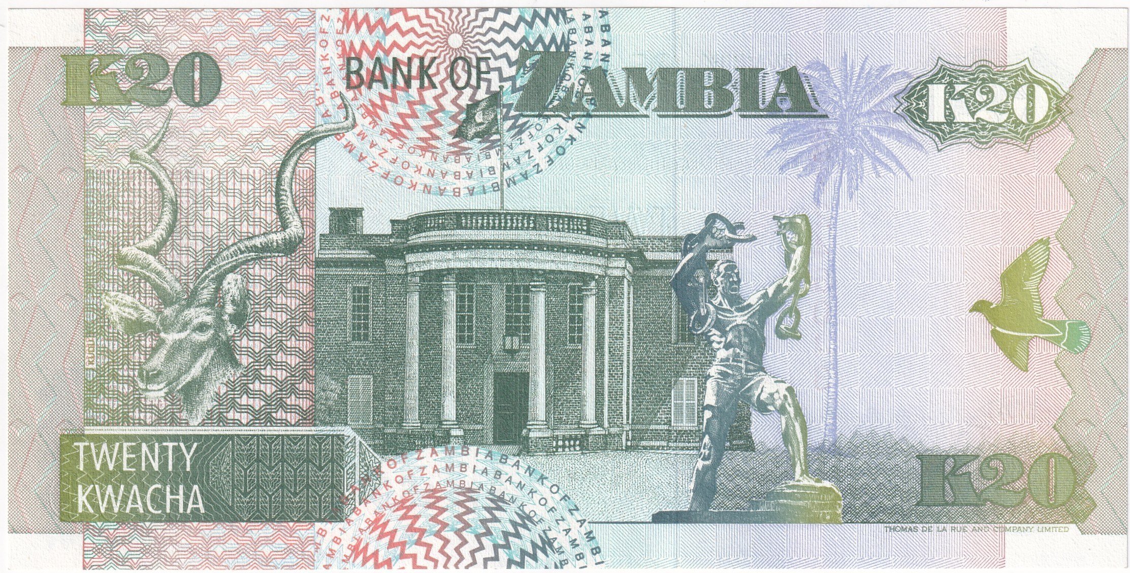 Foreign Paper MoneyZambiya, 20 Kwacha (1992) ÇİL Eski Yabancı Kağıt Para