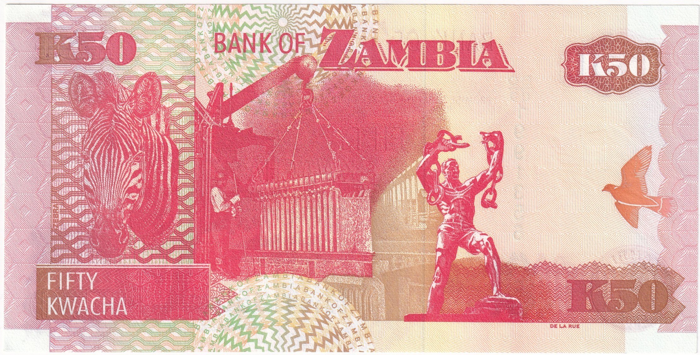 Foreign Paper MoneyZambiya, 50 Kwacha (2008) ÇİL Eski Yabancı Kağıt Para