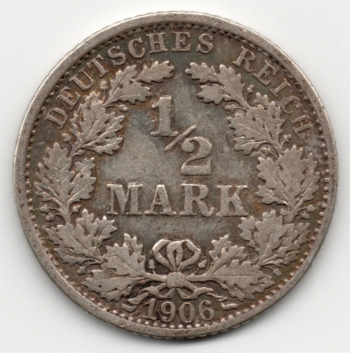Yabancı Madeni ParalarAlmanya, 1/2 Mark 1906 F, ÇÇT Gümüş Eski Madeni Para