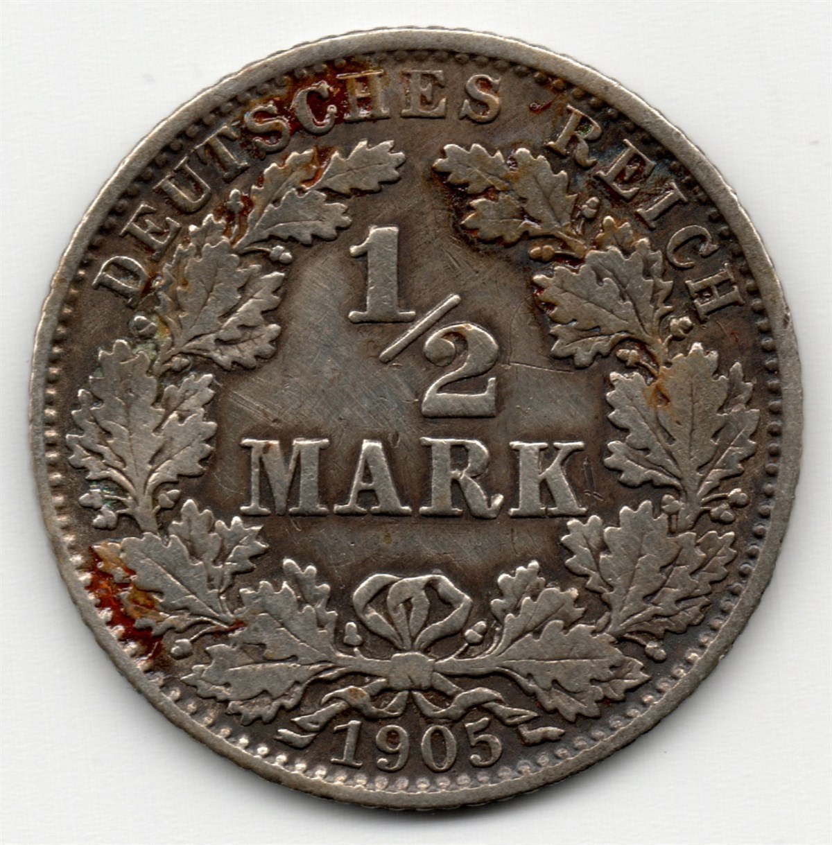 Foreign CoinsAlmanya, 1/2 Mark 1905 D, ÇÇT Gümüş Eski Madeni Para
