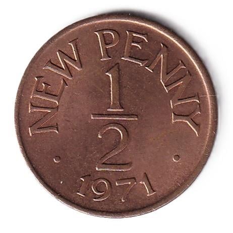 Foreign CoinsGuernsey, ½ Yeni Penny (1971) ÇİL Eski Yabancı Madeni Para