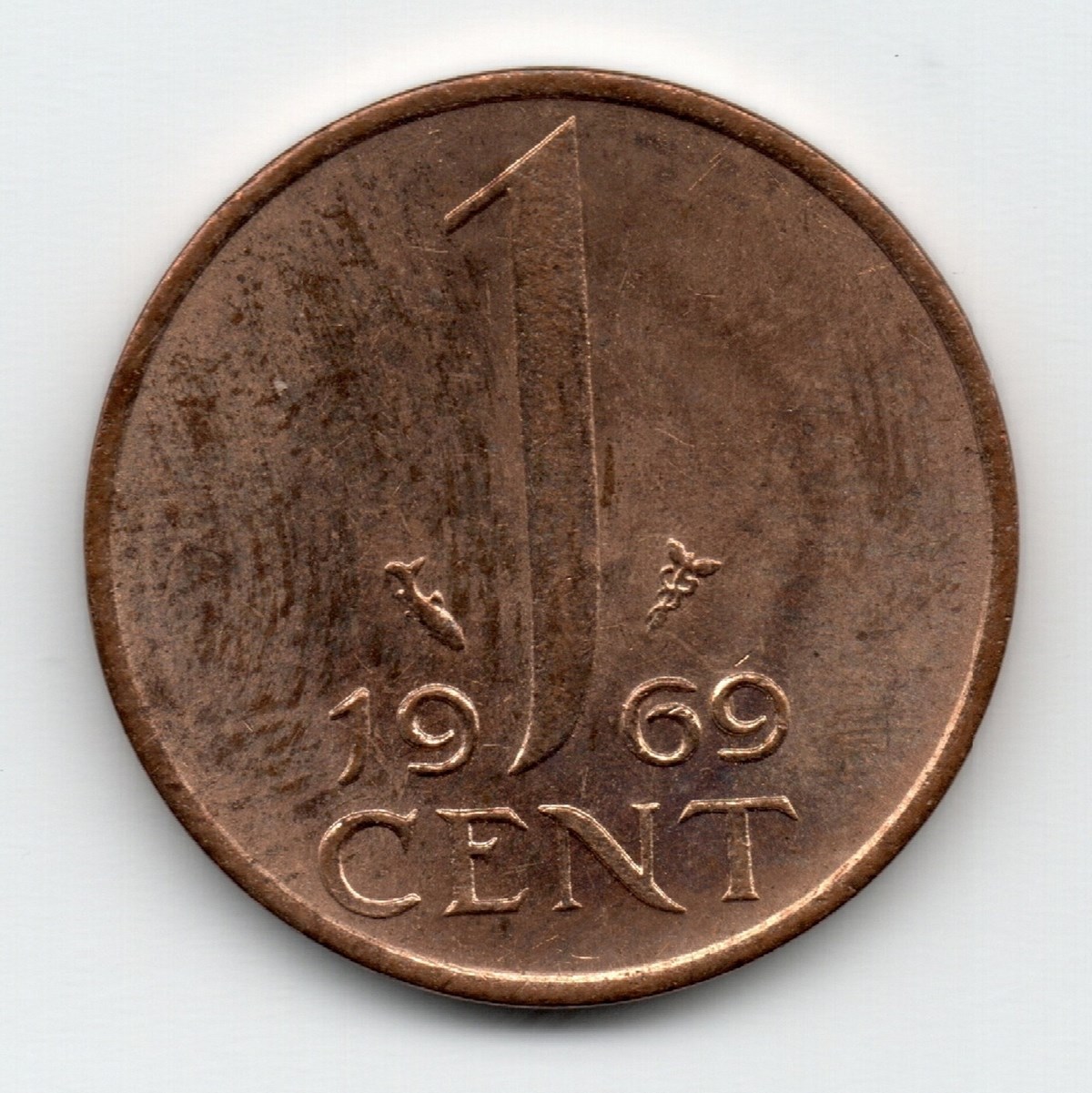 Yabancı Madeni ParalarHollanda, 1 Cent (1969) ÇİL Eski Yabancı Madeni Para