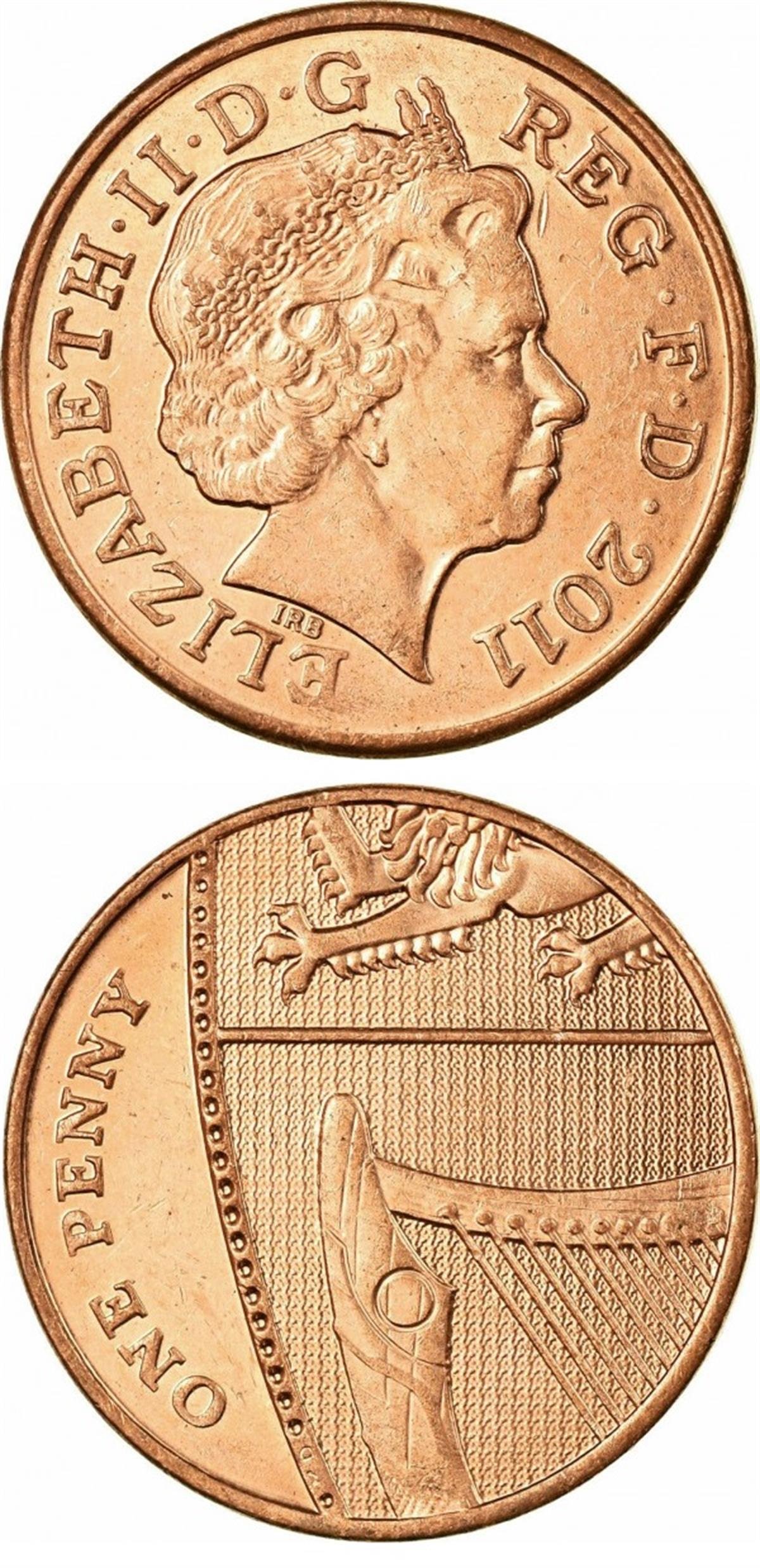 Yabancı Madeni Paralarİngiltere, 1 Penny 2008-2015, ÇİL Eski Madeni Para