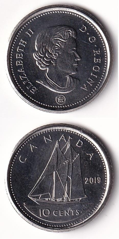 Yabancı Madeni ParalarKanada, 10 Cent 2019 ÇİL