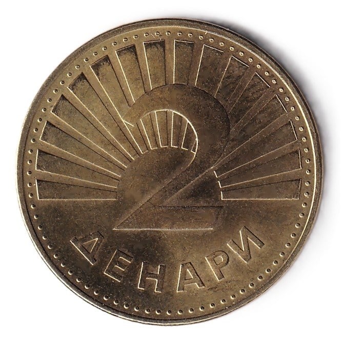 Yabancı Madeni ParalarKuzey Makedonya, 2 Dinar 2022 ÇİL Yabancı Madeni Para