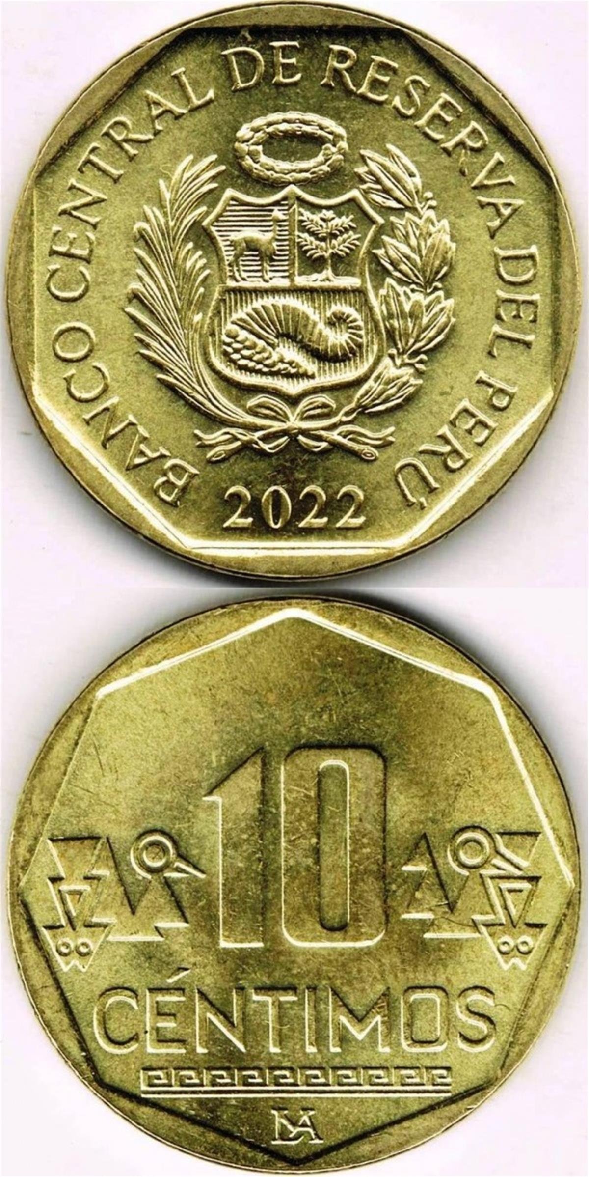 Foreign CoinsPeru, 10 Centimos 2001-2022, ÇİL Eski Madeni Para