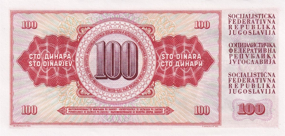 Yoguslavya - 100 Dinar (1965) P80b