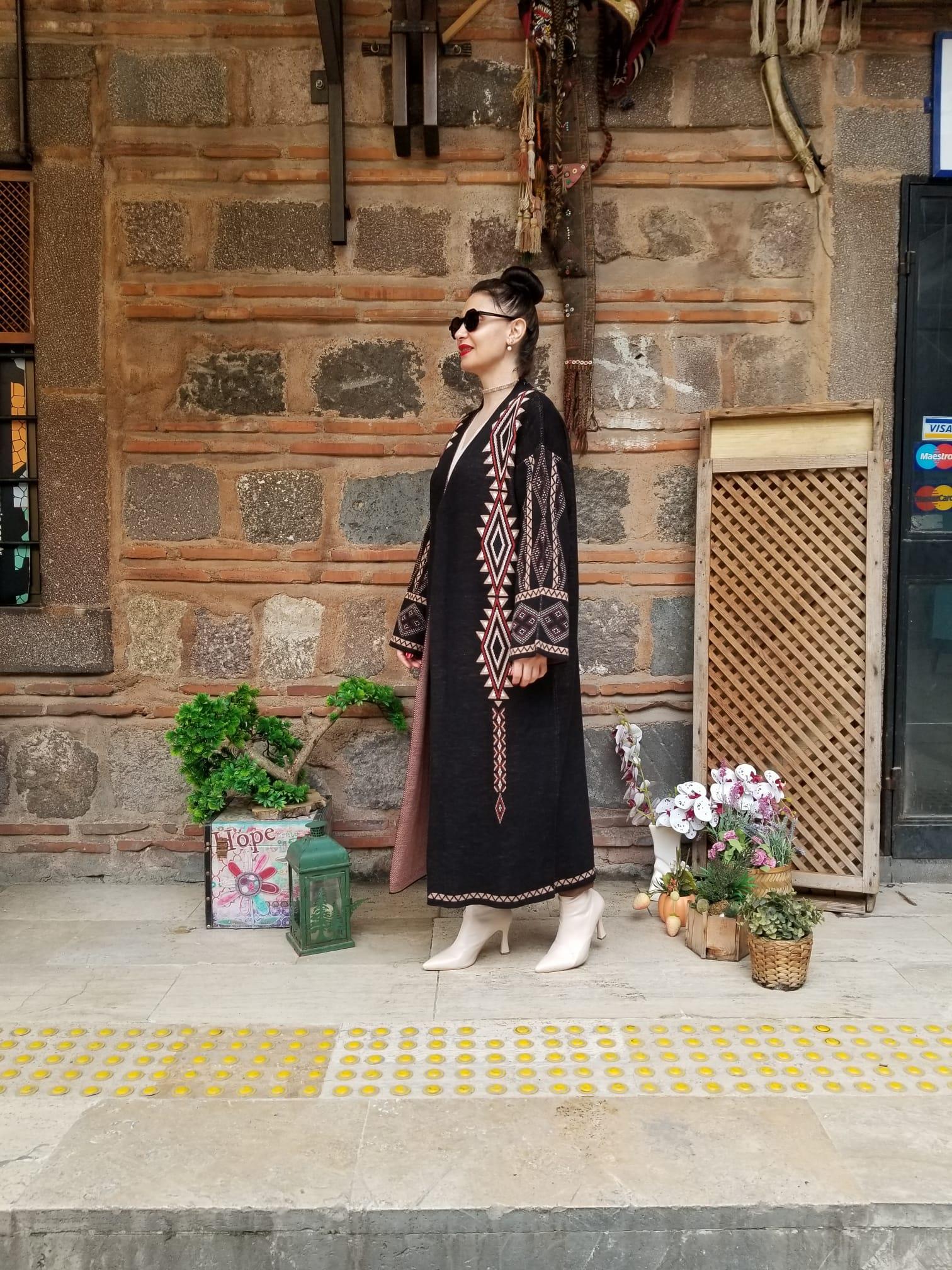  Örme Triko  Siyah Uzun Hırka