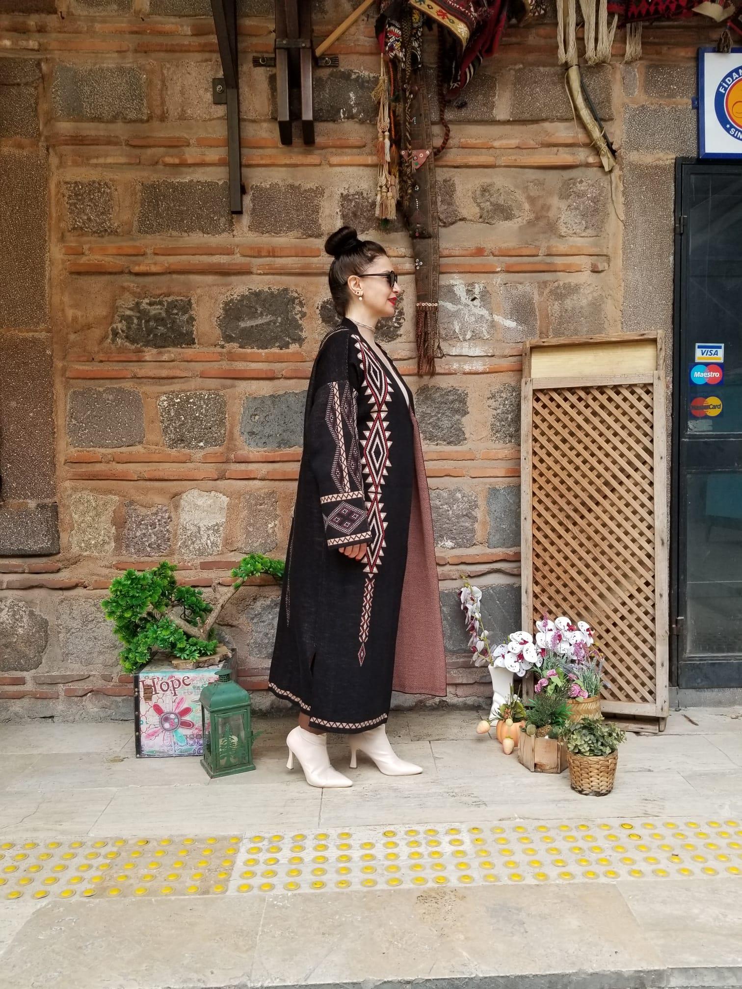  Örme Triko  Siyah Uzun Hırka