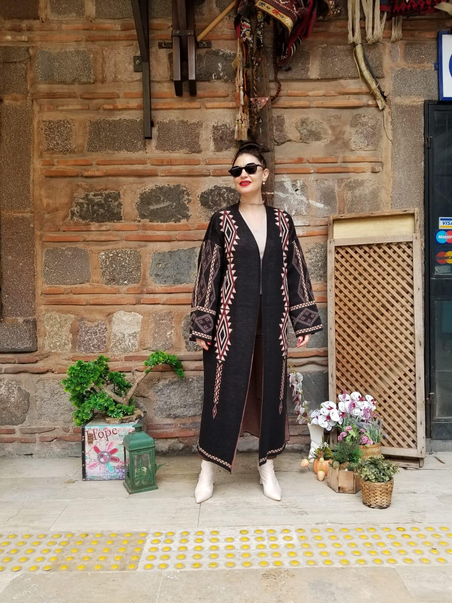  Örme Triko  Siyah Uzun Hırka