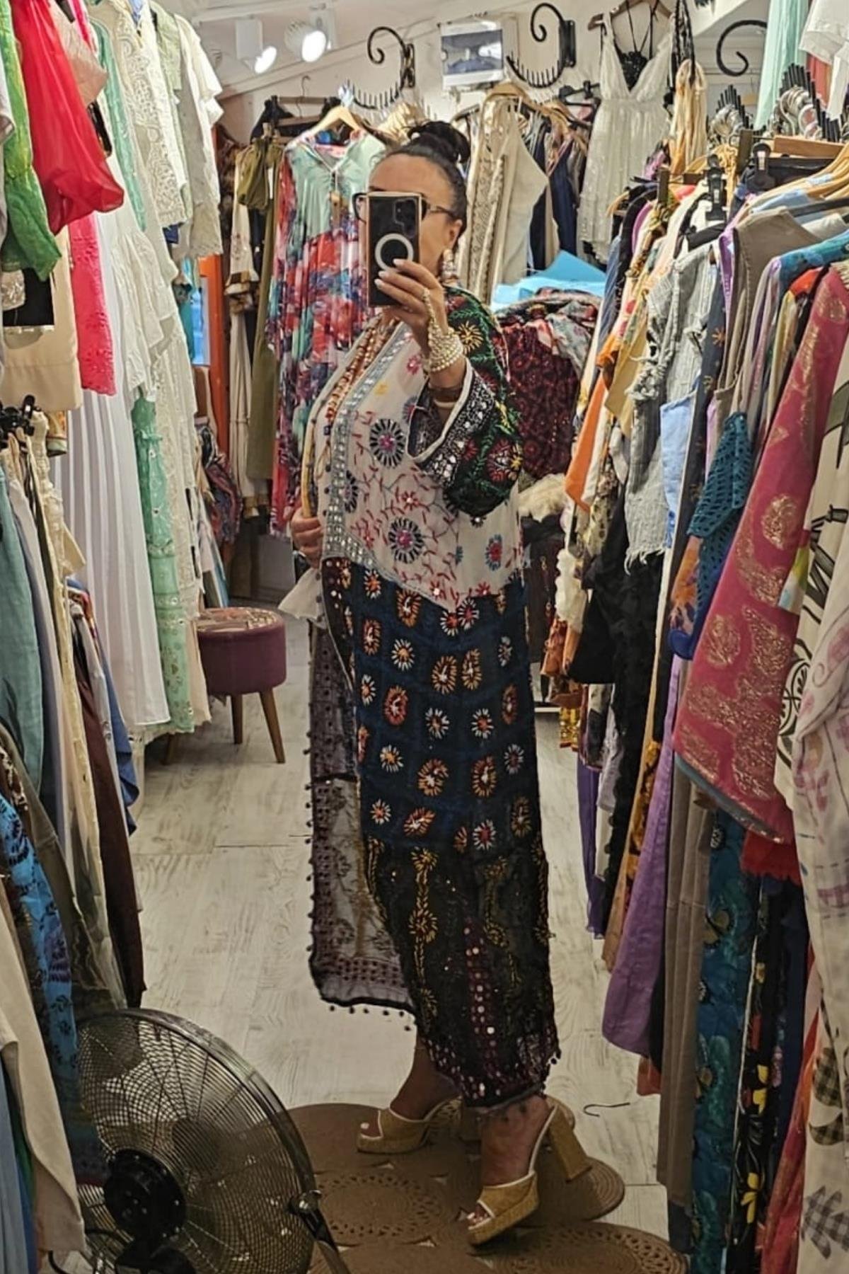 Etnik El İşi Pamuk Kumaş Kimono