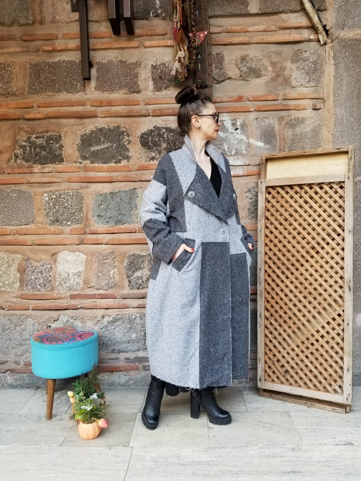 H4 marka standart beden kaşe kumaş kaban