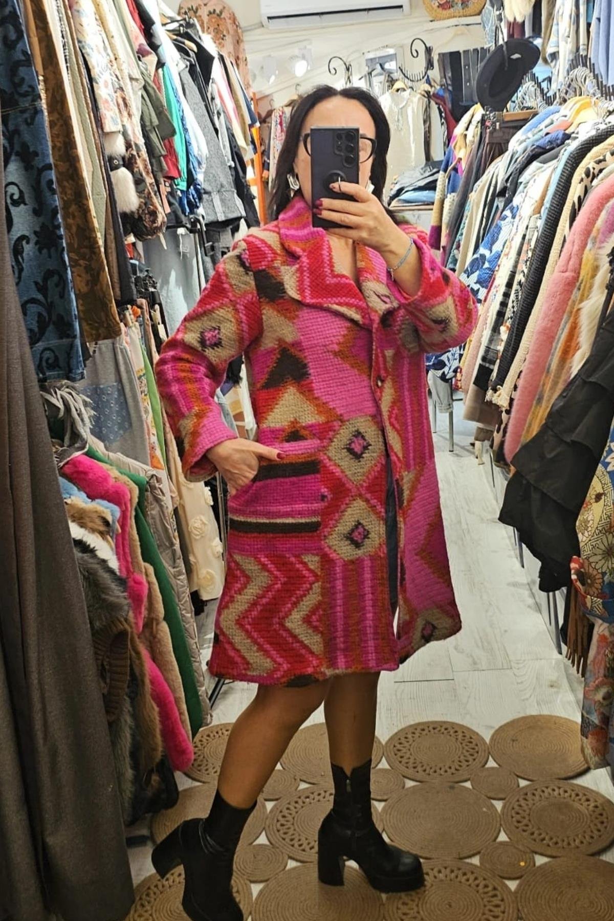 İtalyan Keçe Kumaş Astarlı Kaban Fuşya