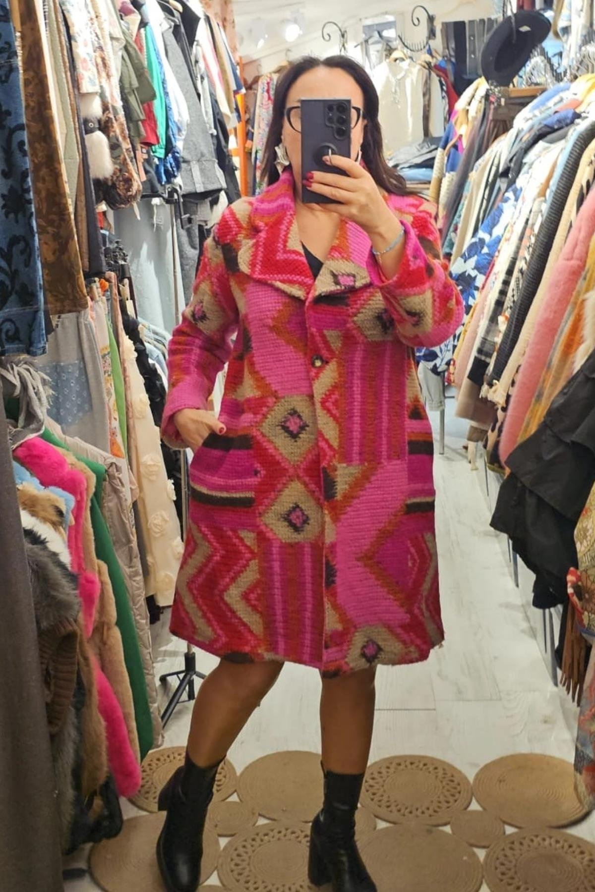 İtalyan Keçe Kumaş Astarlı Kaban Fuşya