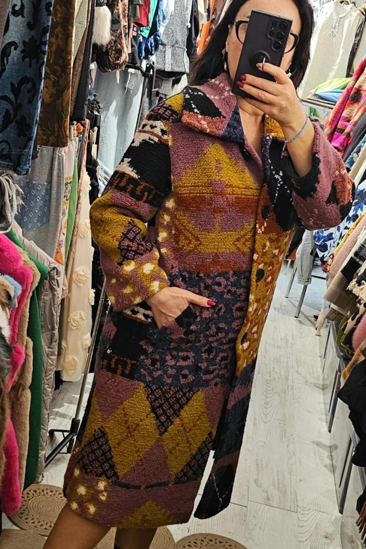 İtalyan Keçe Kumaş Astarlı Kaban Renkli