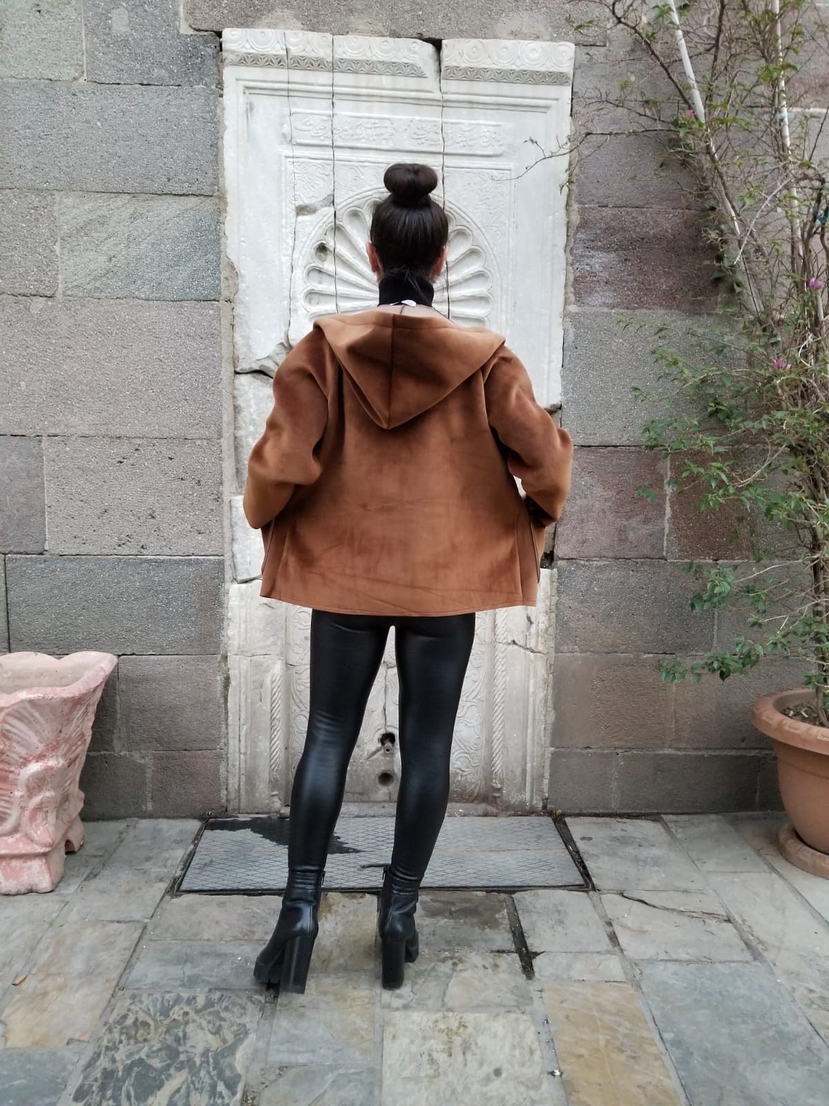 İtalyan Nubuk Kumaş İçi Polar Standart Beden Kahverengi