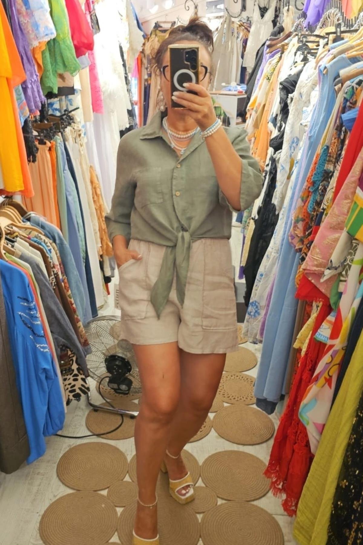 İtalyan Önden Bağlamalı Bluz Haki