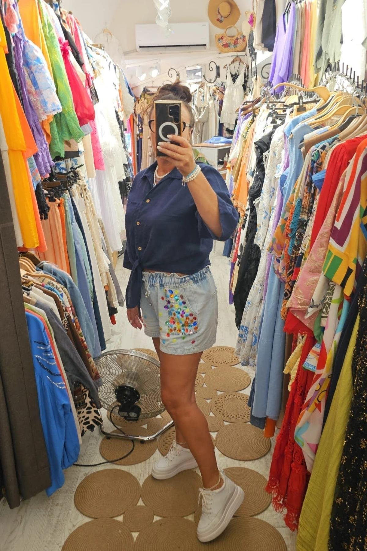 İtalyan Önden Bağlamalı Bluz Lacivert