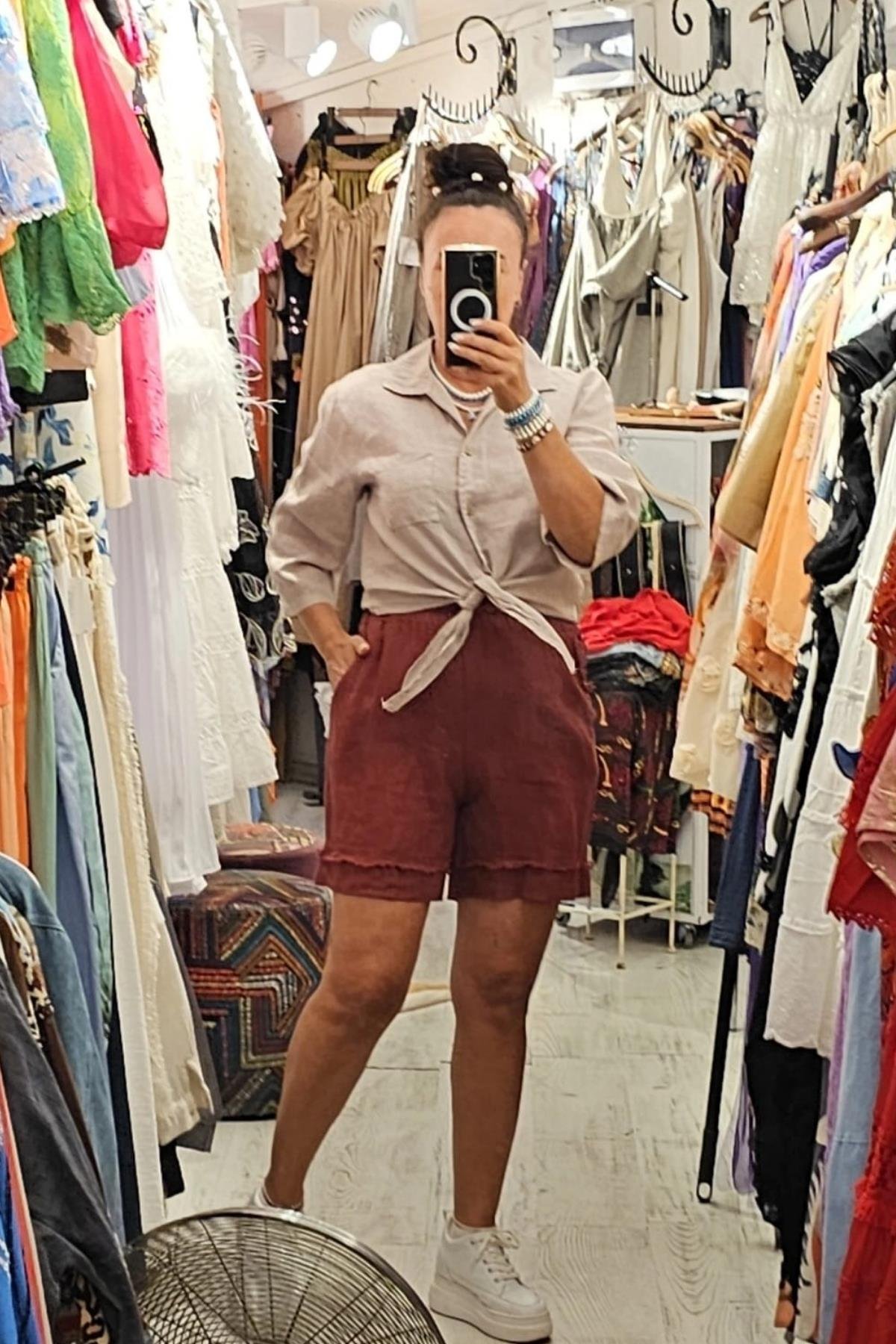 İtalyan Önden Bağlamalı Bluz Vizon