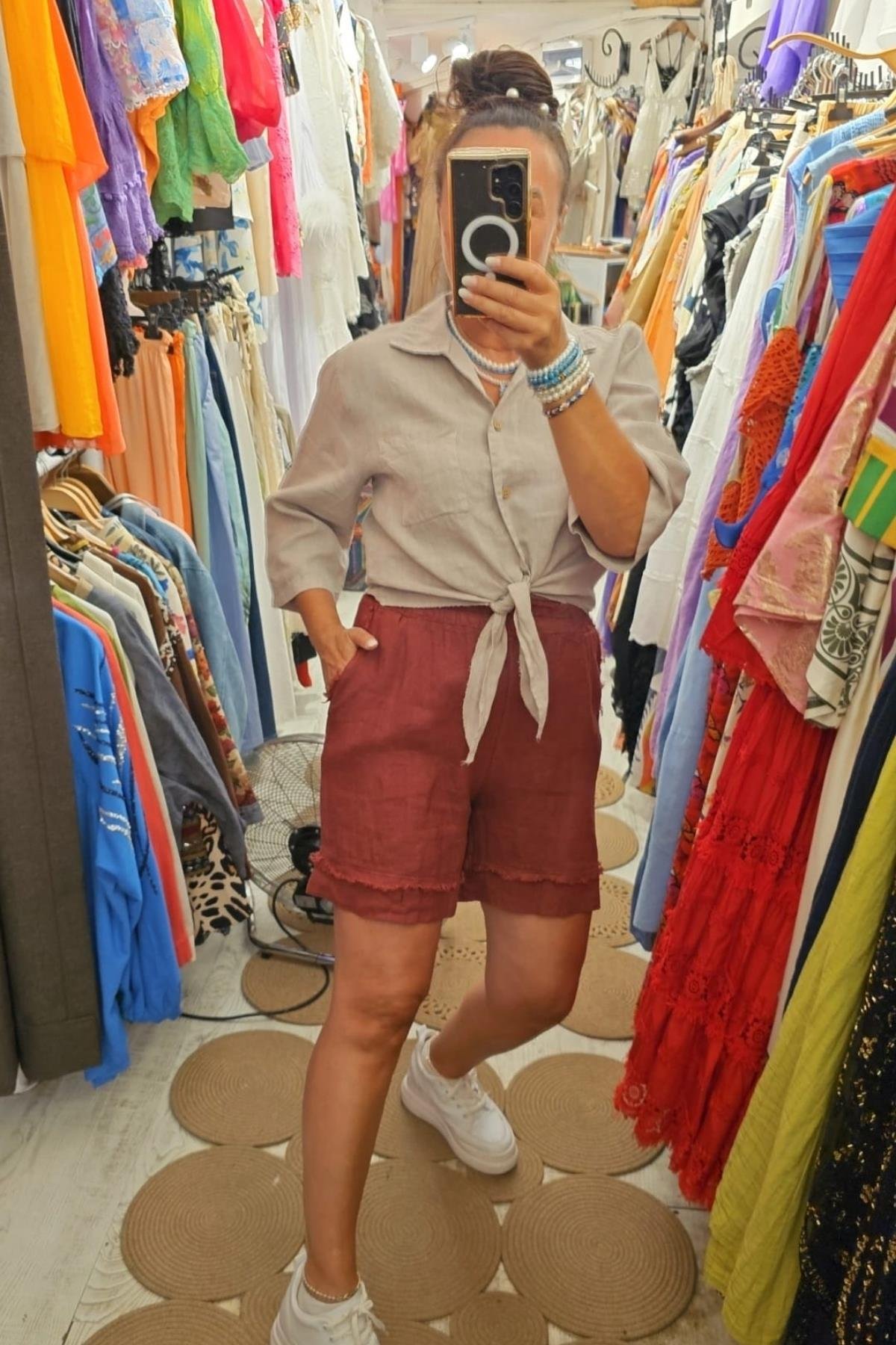 İtalyan Önden Bağlamalı Bluz Vizon