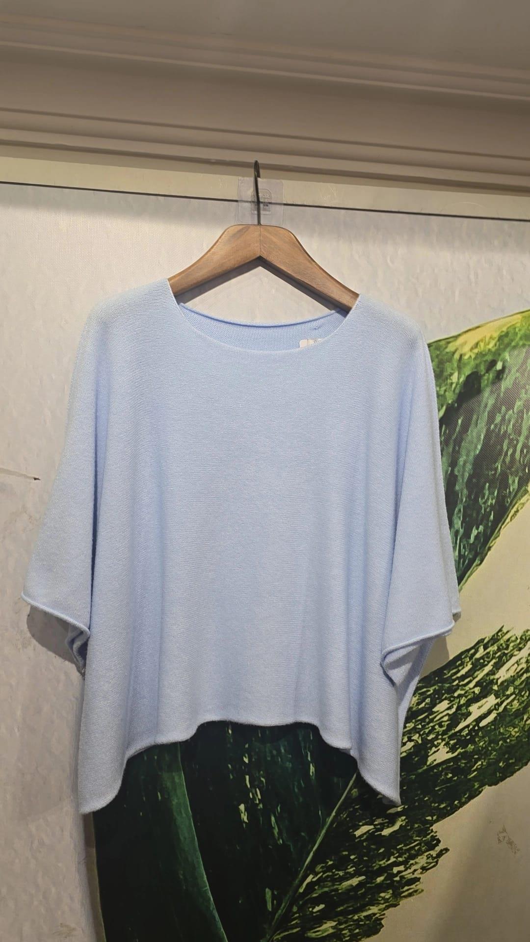 İTALYAN ÖRME TRİKO BLUZ BUZ MAVİSİ