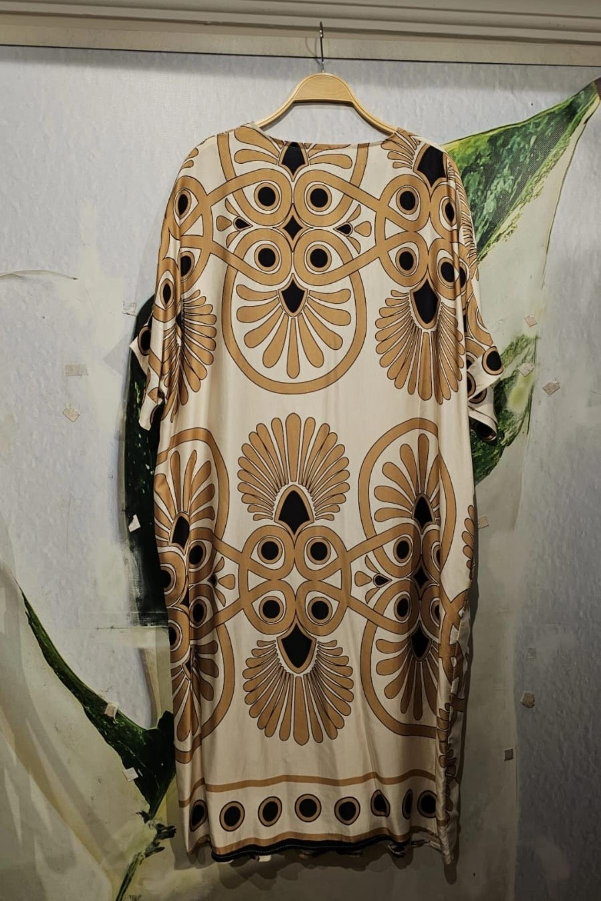 İtalyan Pamuklu Saten Desenli Ekru