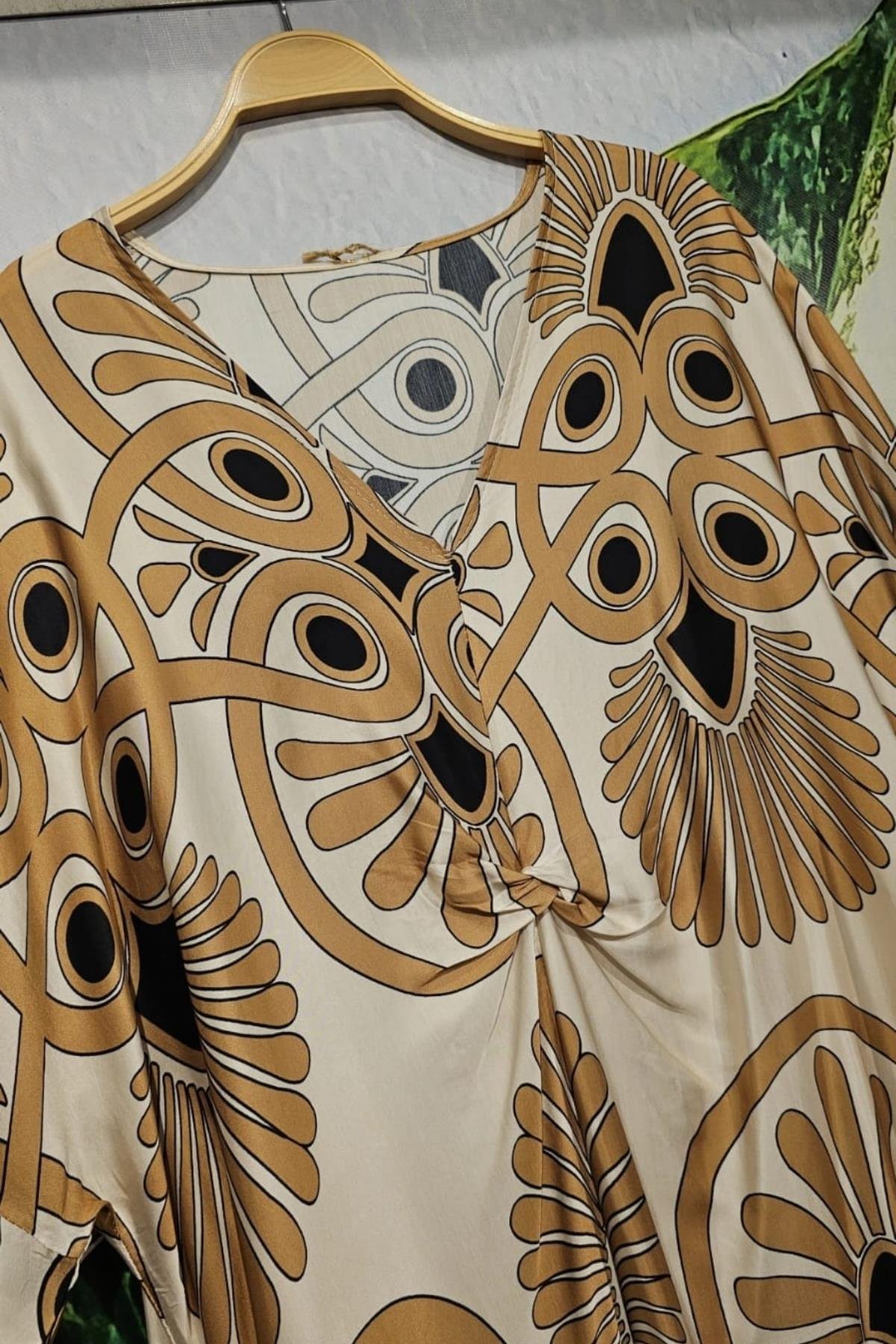 İtalyan Pamuklu Saten Desenli Ekru