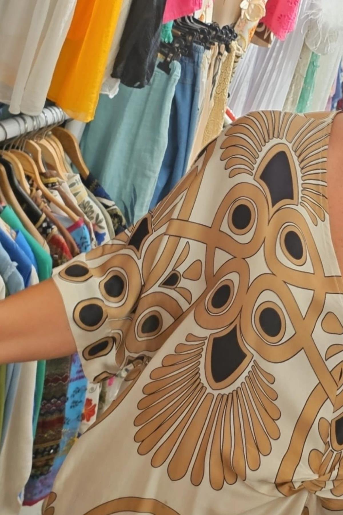 İtalyan Pamuklu Saten Desenli Ekru