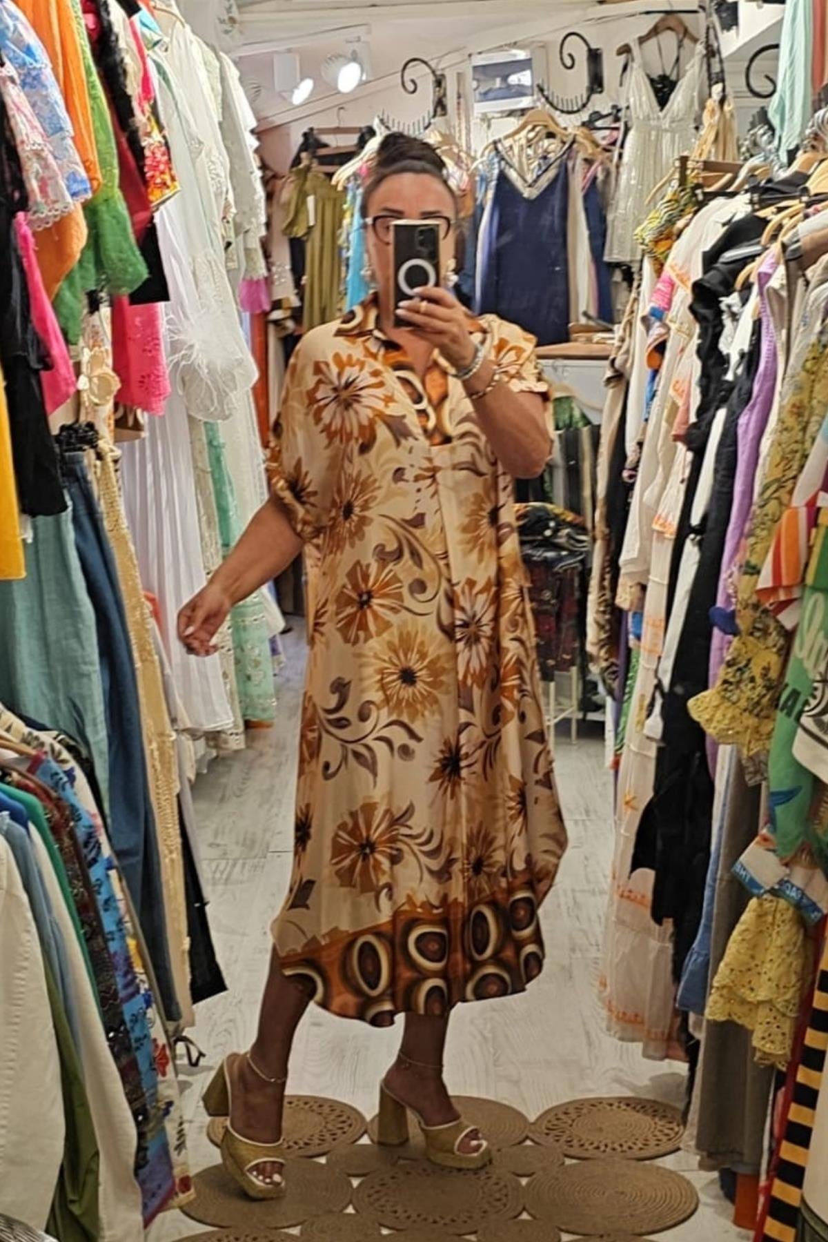 İtalyan Pamuklu Saten Desenli Krem