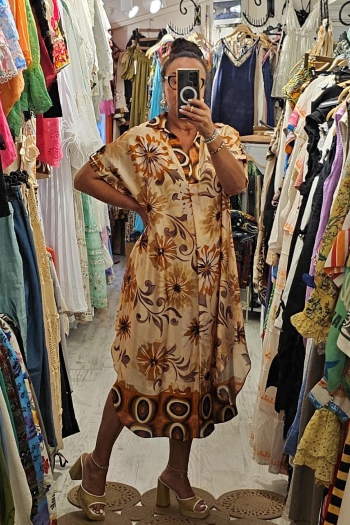 İtalyan Pamuklu Saten Desenli Krem