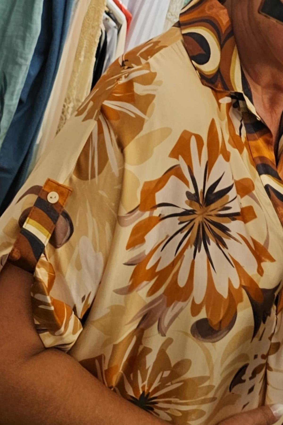 İtalyan Pamuklu Saten Desenli Krem