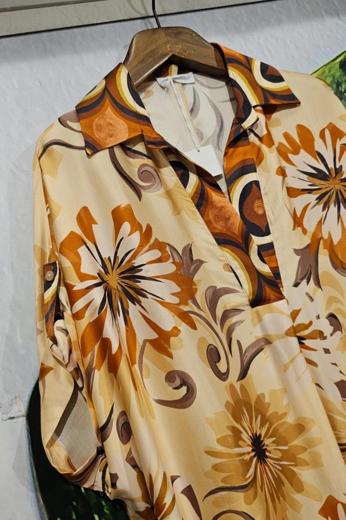 İtalyan Pamuklu Saten Desenli Krem