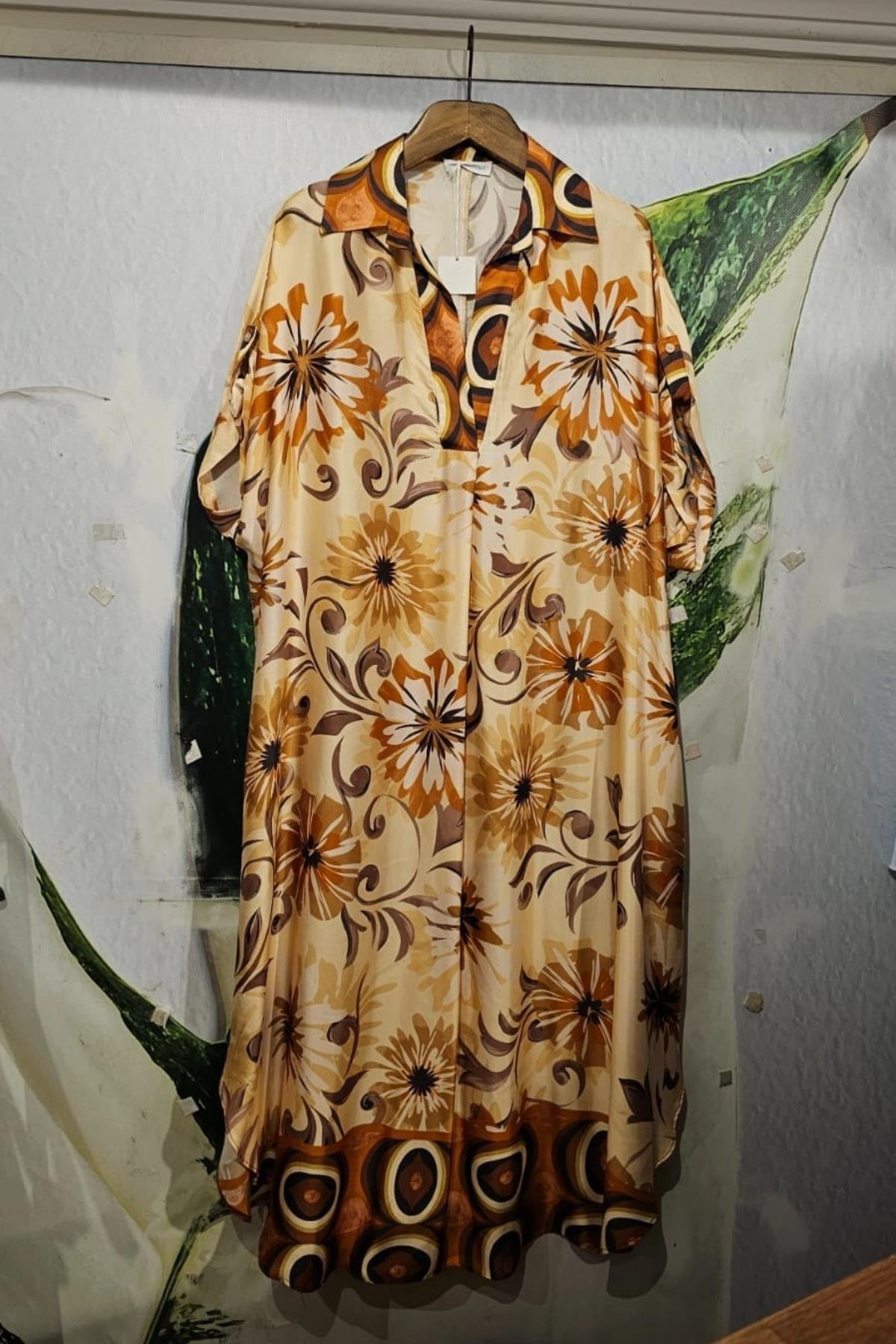 İtalyan Pamuklu Saten Desenli Krem