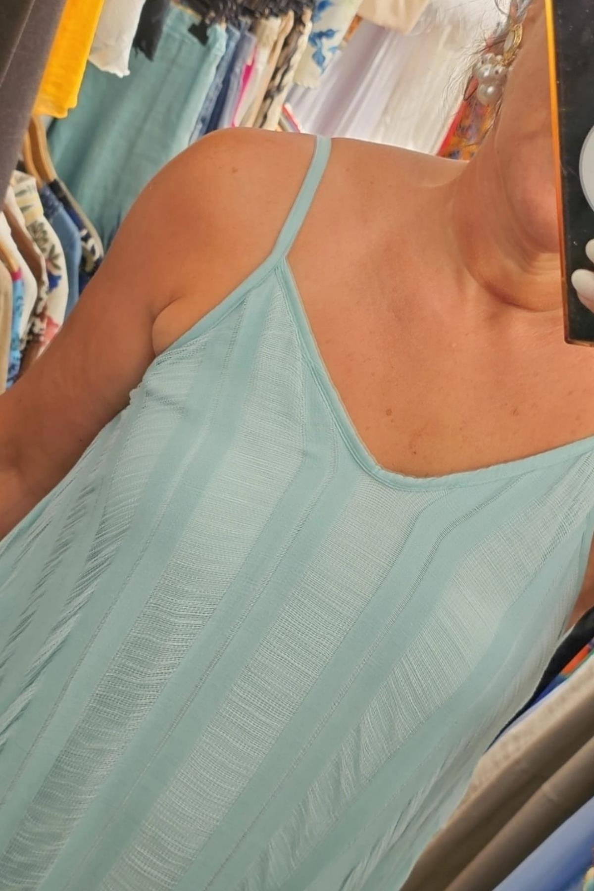 İtalyan Pamuklu Viskon İçi Astarlı Elbise Nil Yeşili