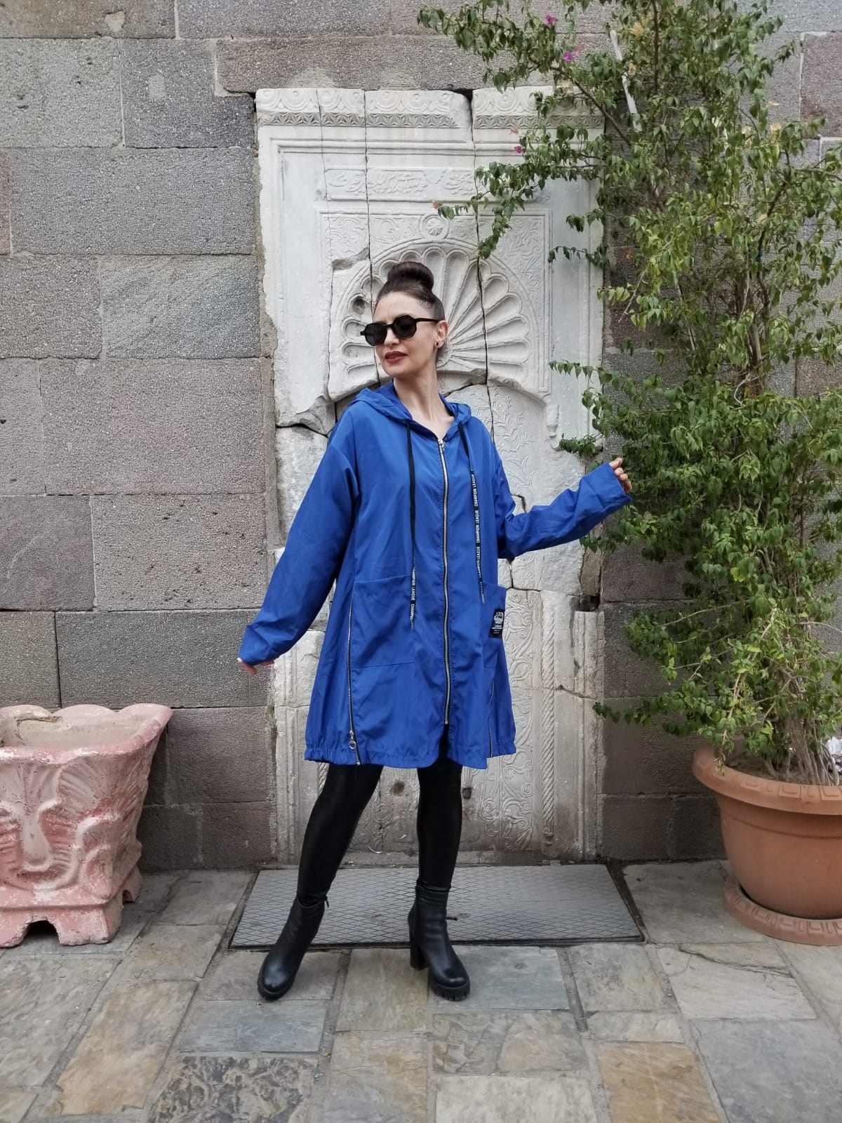 İtalyan Standart Beden Saks Mavisi Yağmurluk