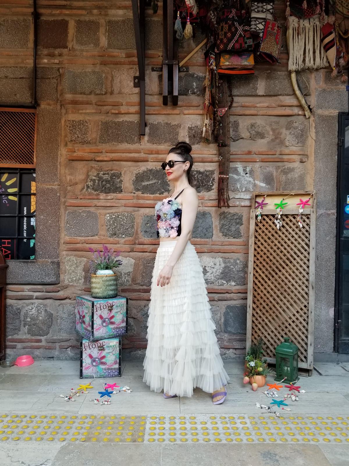 İTALYAN TÜL ETEK EKRU