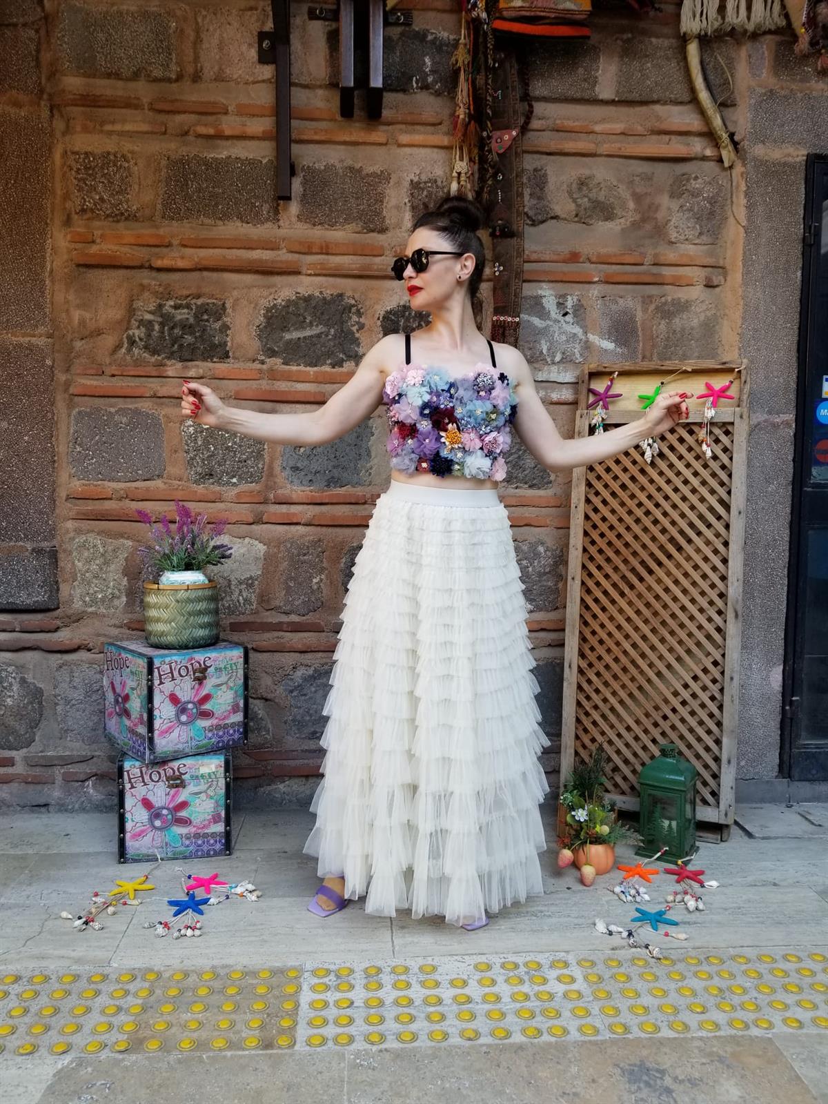 İTALYAN TÜL ETEK EKRU