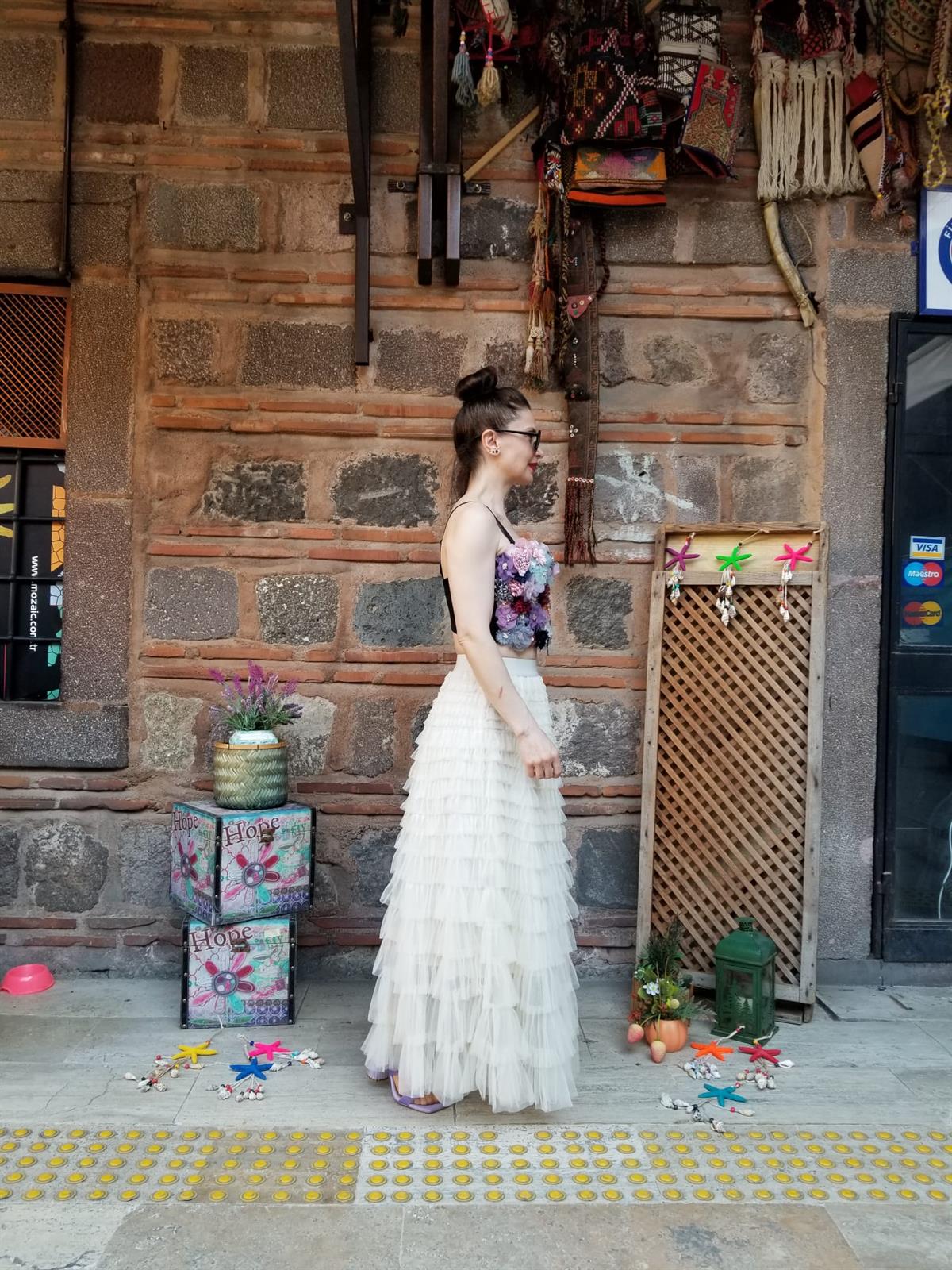 İTALYAN TÜL ETEK EKRU