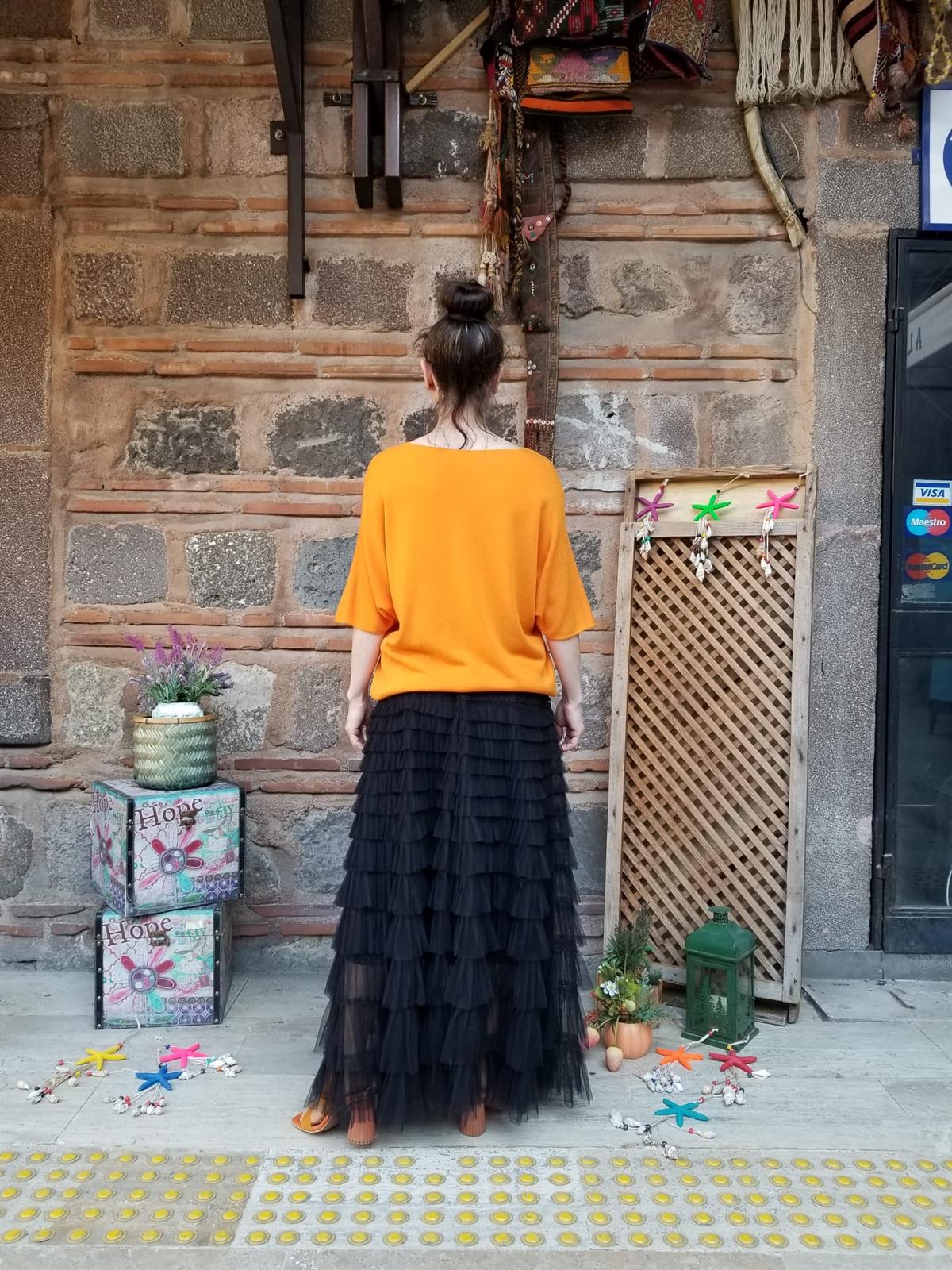 İTALYAN TÜL ETEK SİYAH 