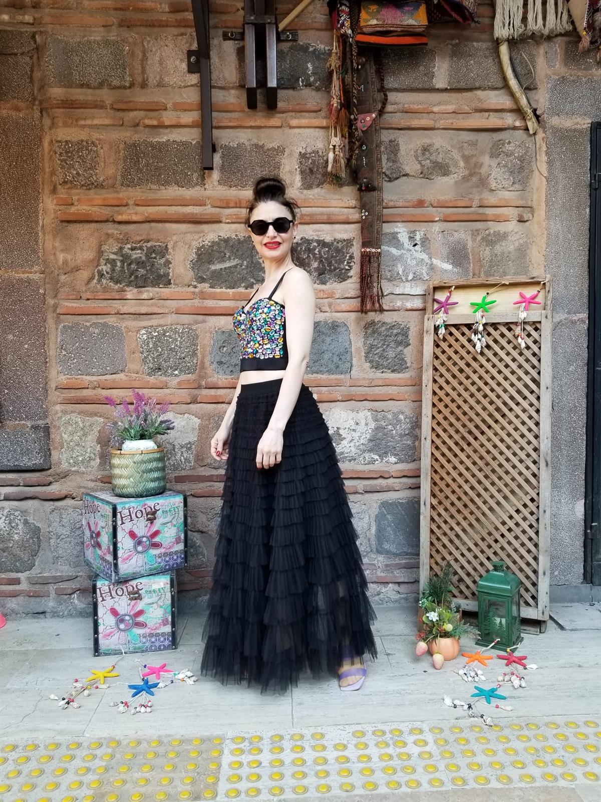 İTALYAN TÜL ETEK SİYAH 