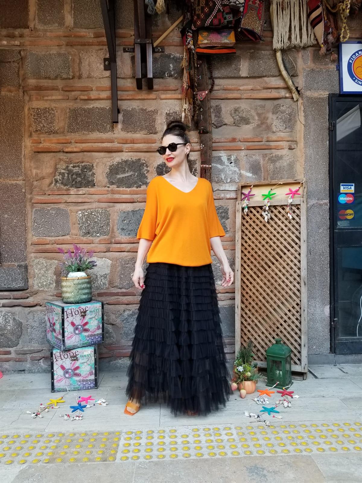 İTALYAN TÜL ETEK SİYAH 